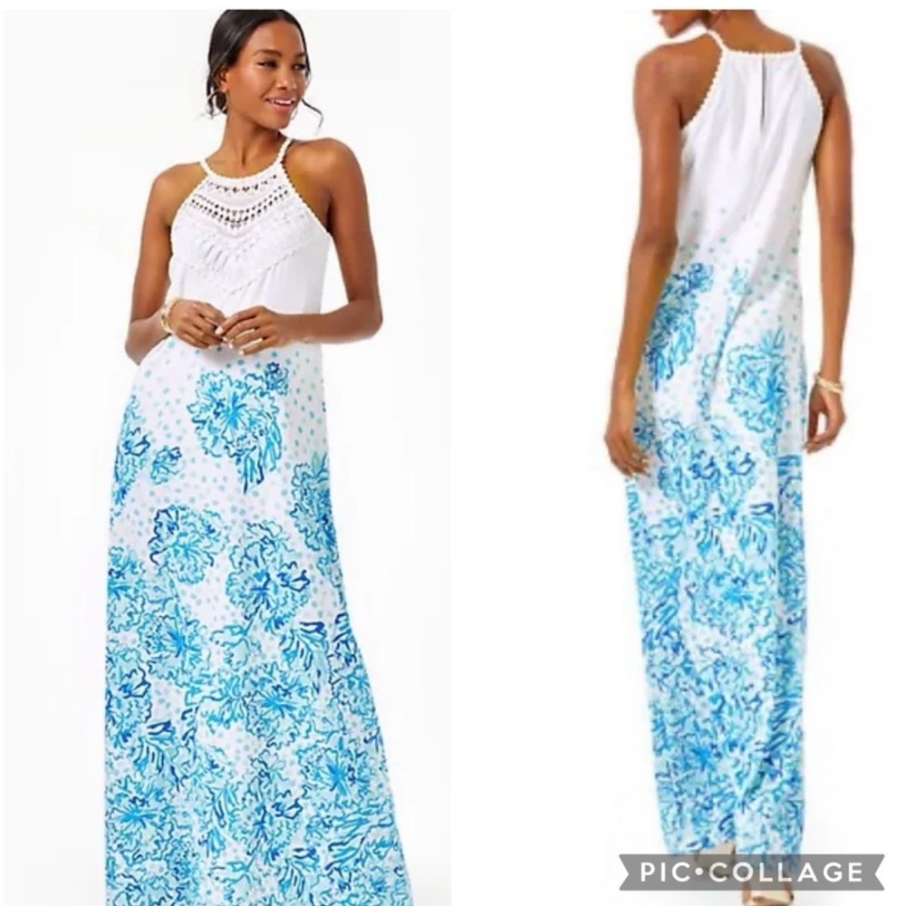 Lilly Pulitzer Pearl Soft Maxi Dress Resort White Karma Camellia Size 4